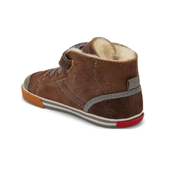 See Kai Run Boys Boots Size 4T Brown Shearling Devon Hook & Loop Closure NEW - Picture 3 of 5